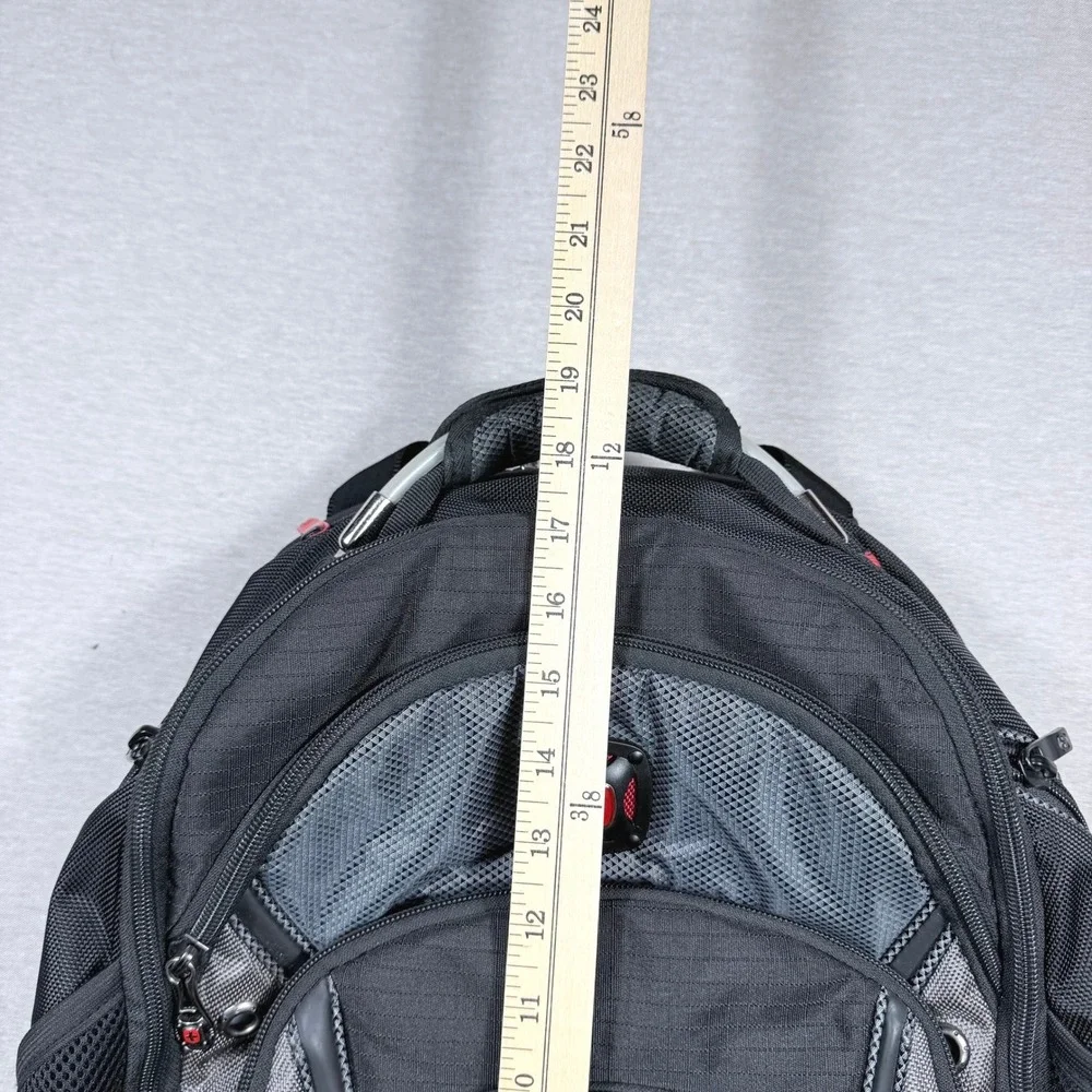 Wenger SwissGear Laptop Backpack Black Gray Red Padded Travel School Bag